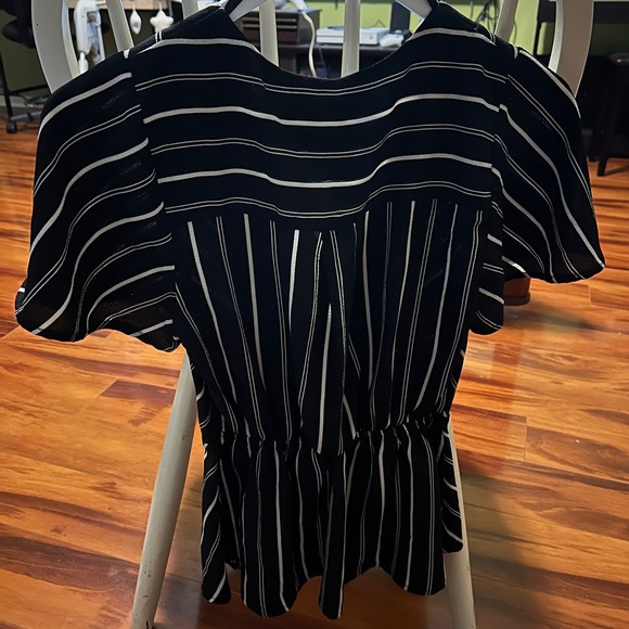 Monteau Stripped Black & White Dressy Top - Picture 2 of 3